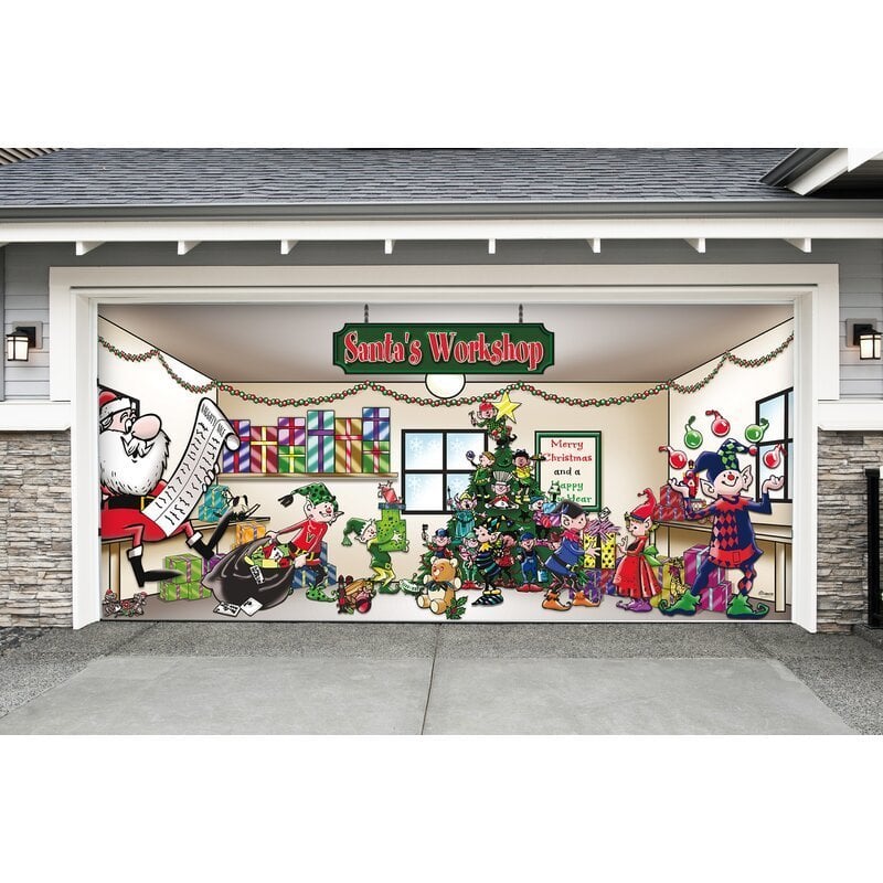 ??Santa's Merry Christmas Garage Door Mural Ornament