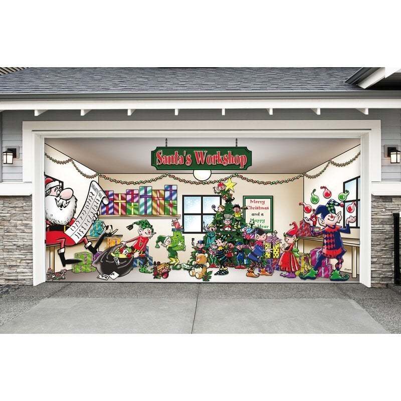 ??Santa's Merry Christmas Garage Door Mural Ornament