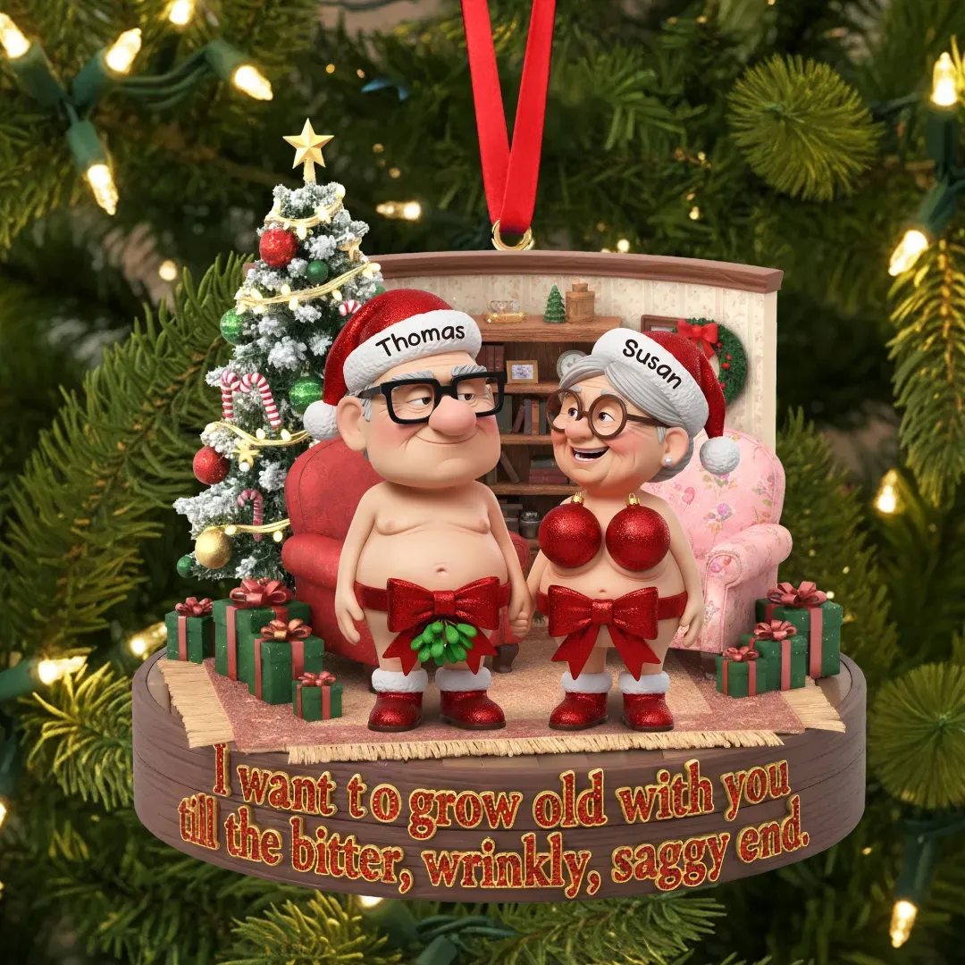 Naughty Old Couple Christmas Ornament - Personalized Gifts For Couple