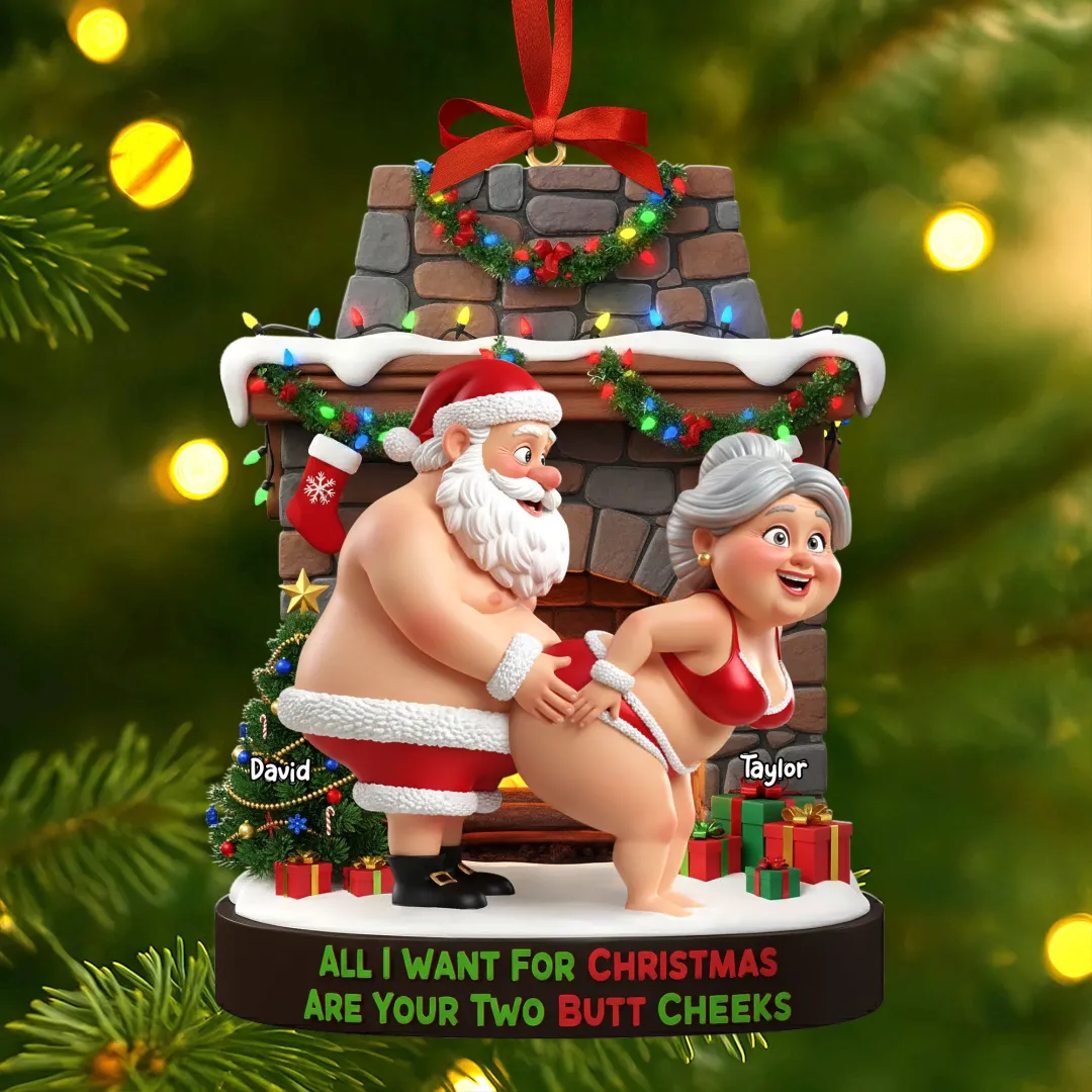 Naughty Old Couple Christmas Ornament - Personalized Gifts For Couple