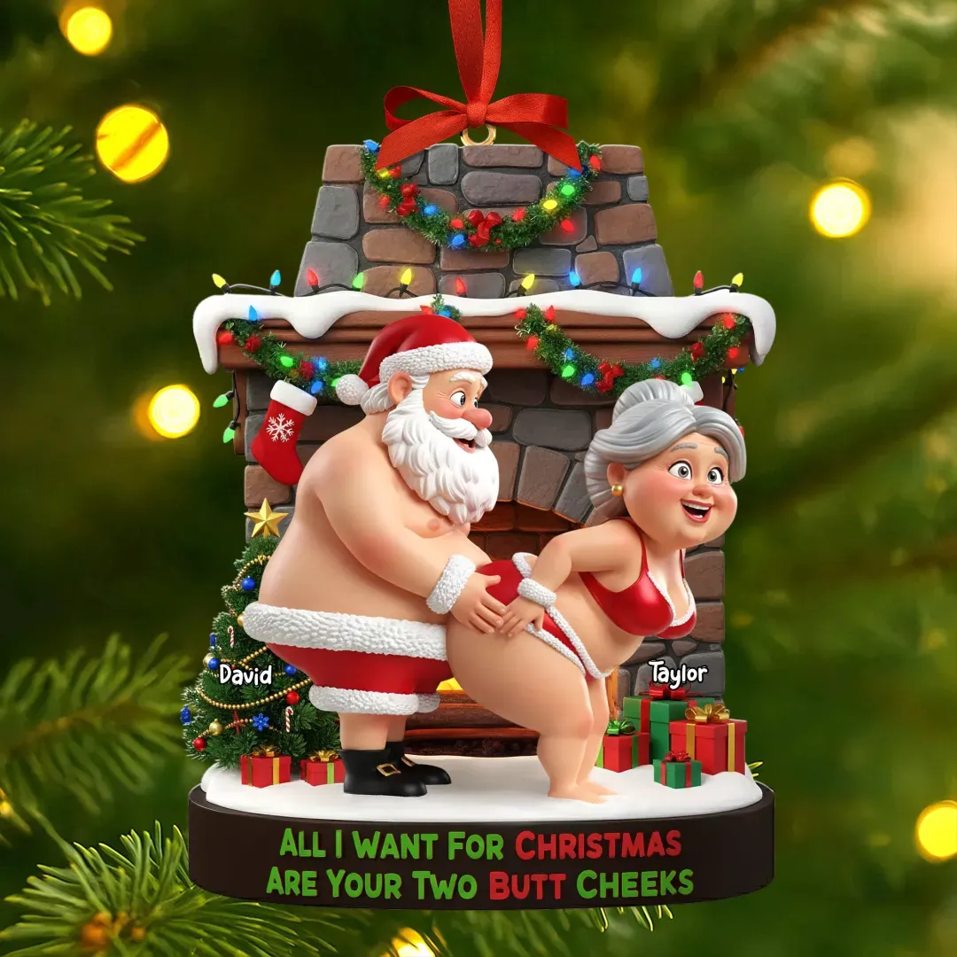 Naughty Old Couple Christmas Ornament - Personalized Gifts For Couple