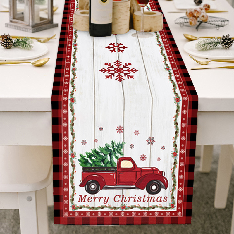 Black Friday Sale 50% OFF-Watercolor Buffalo Plaid Christmas Trees Merry Xmas Table Runner