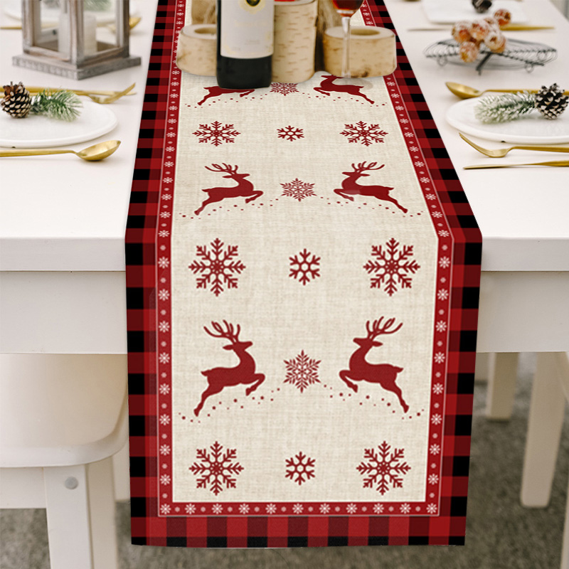 Black Friday Sale 50% OFF-Watercolor Buffalo Plaid Christmas Trees Merry Xmas Table Runner