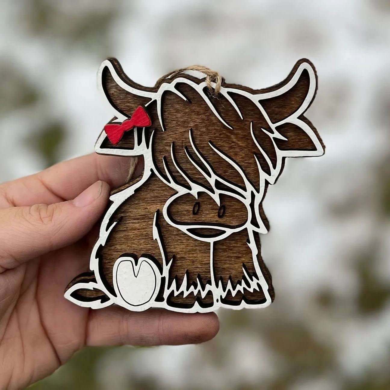 Friend Gifts，Handmade Highland Cow Ornament