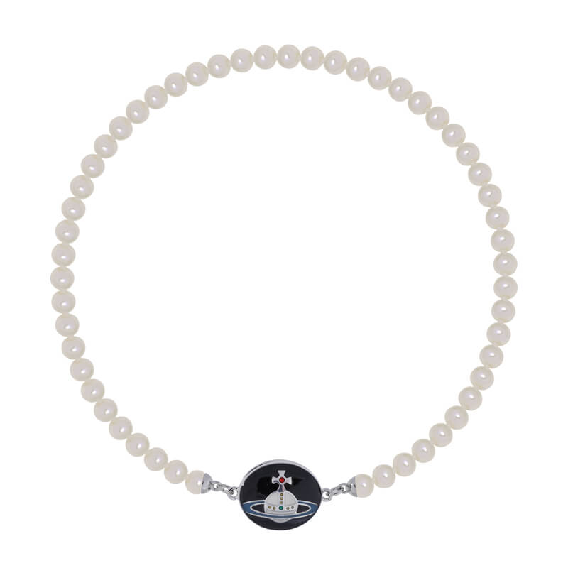 Enamel Suction Pearl Necklace