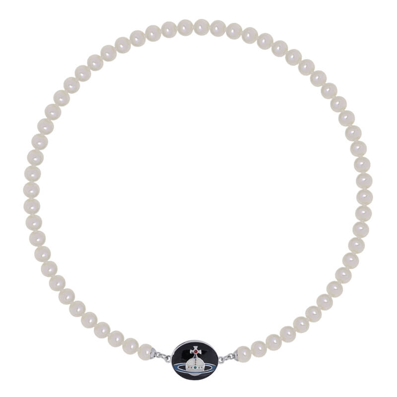 Enamel Suction Pearl Necklace