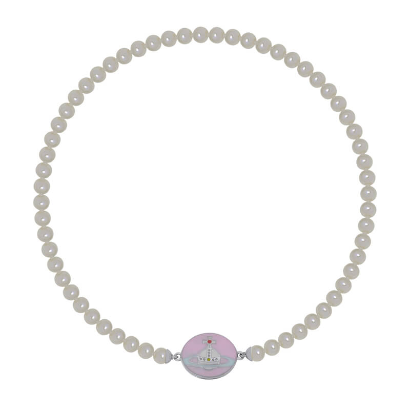 Enamel Suction Pearl Necklace