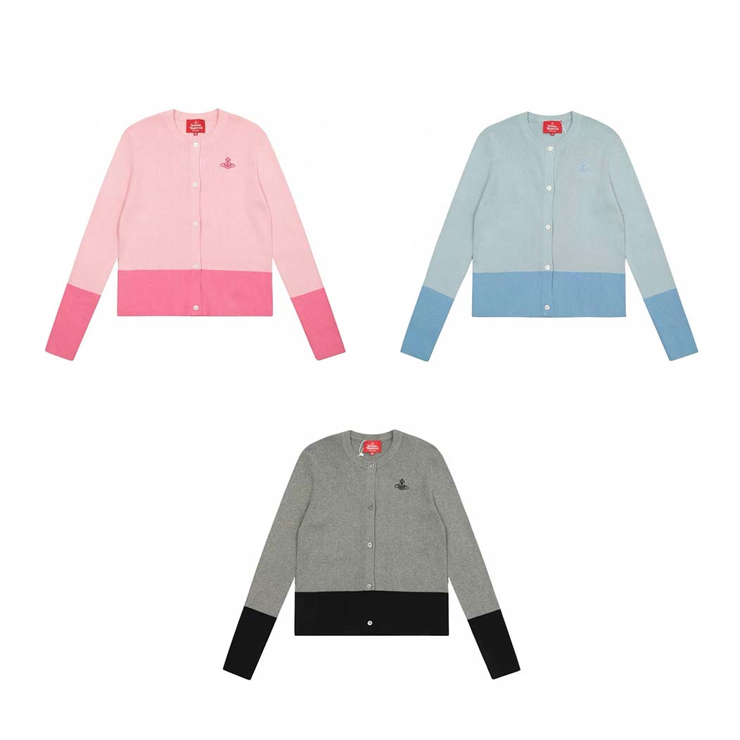 Two-color Patchwork Saturn Knitwear