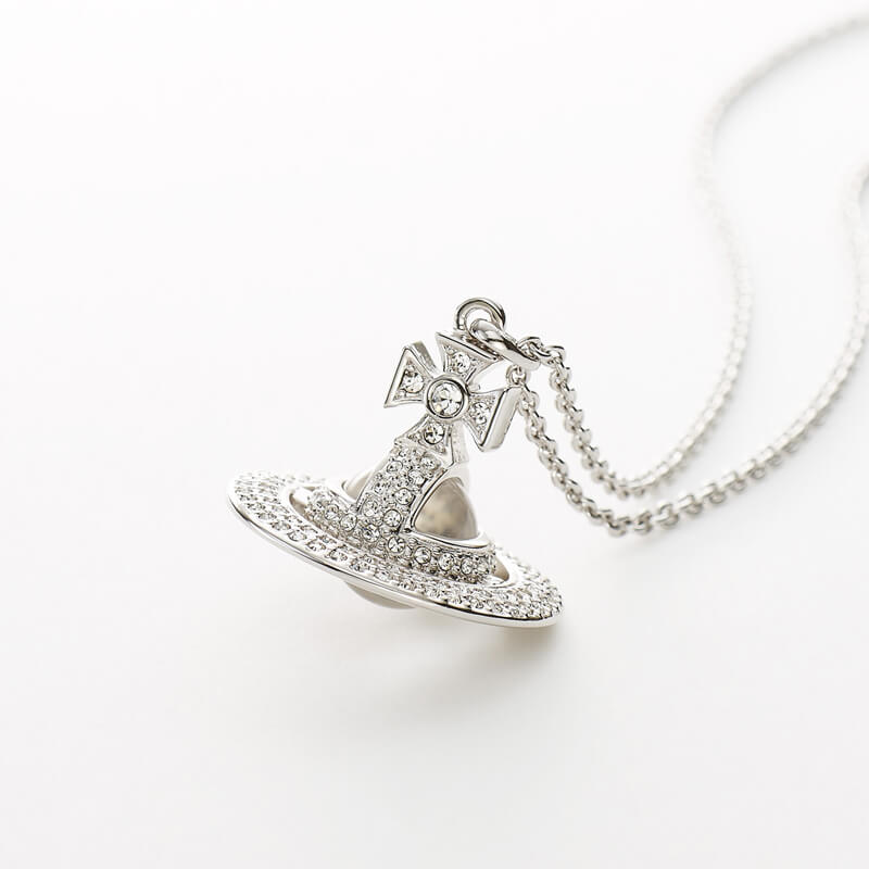 SORADA Multi-Row Diamond Saturn Necklace