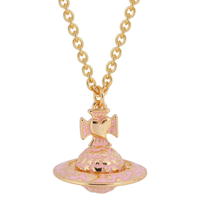 Embossed Love Heart Saturn Necklace