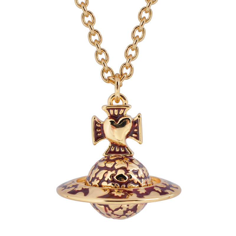 Embossed Love Heart Saturn Necklace