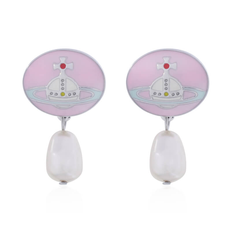 Enameled Pearl Detachable Earrings