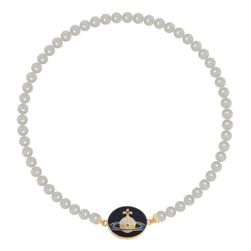 Enamel Suction Pearl Necklace
