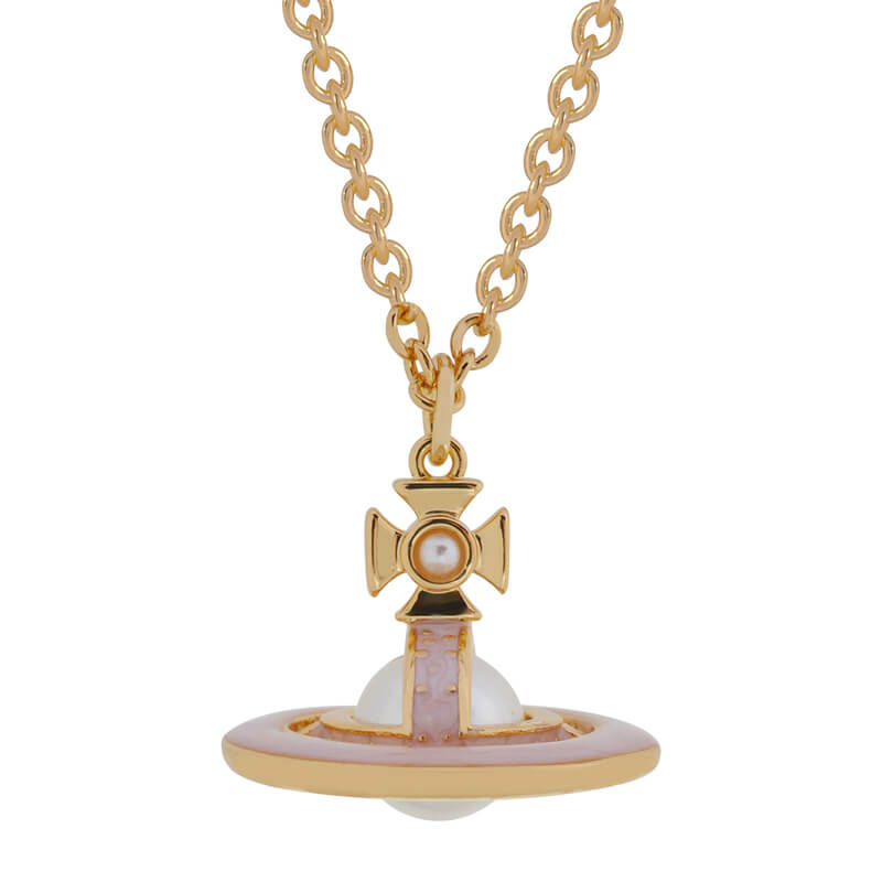 SIMONETTA Embossed Pearl Lacquered Saturn Necklace