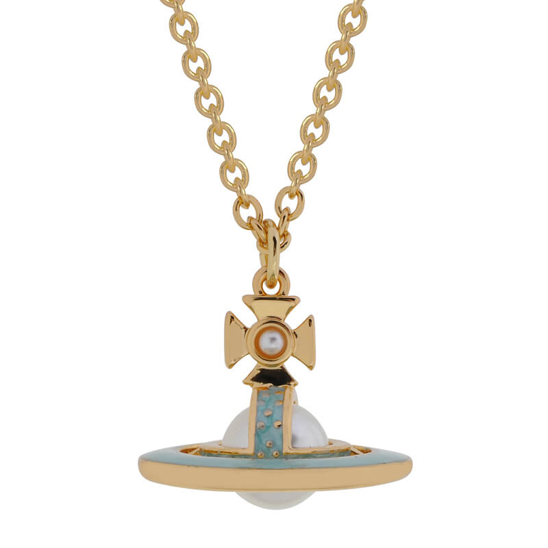 SIMONETTA Embossed Pearl Lacquered Saturn Necklace