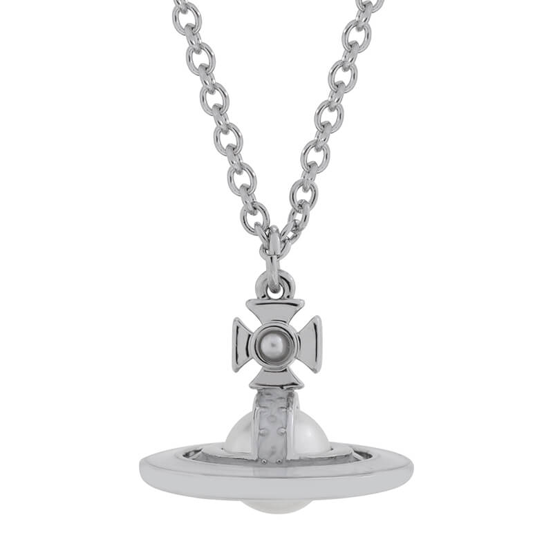 SIMONETTA Embossed Pearl Lacquered Saturn Necklace