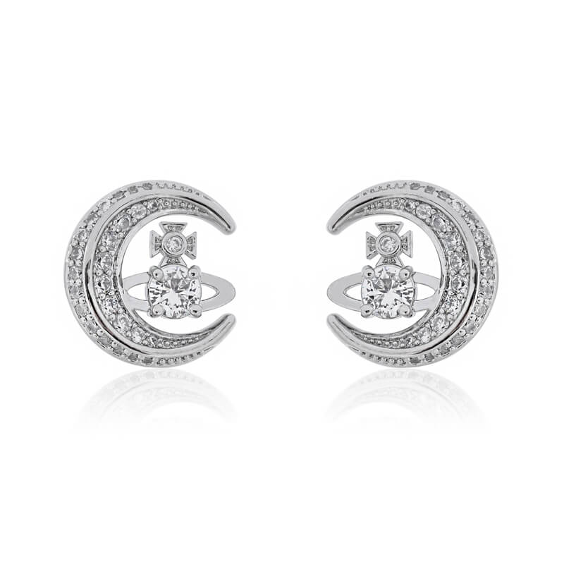 Moon Diamond Saturn Earrings