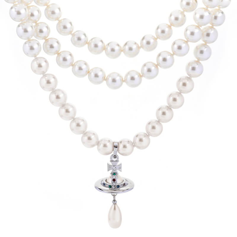 Triple Pearl Saturn Necklace