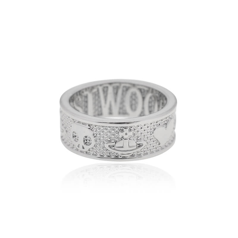 Wide Sided Skull Heart Ring