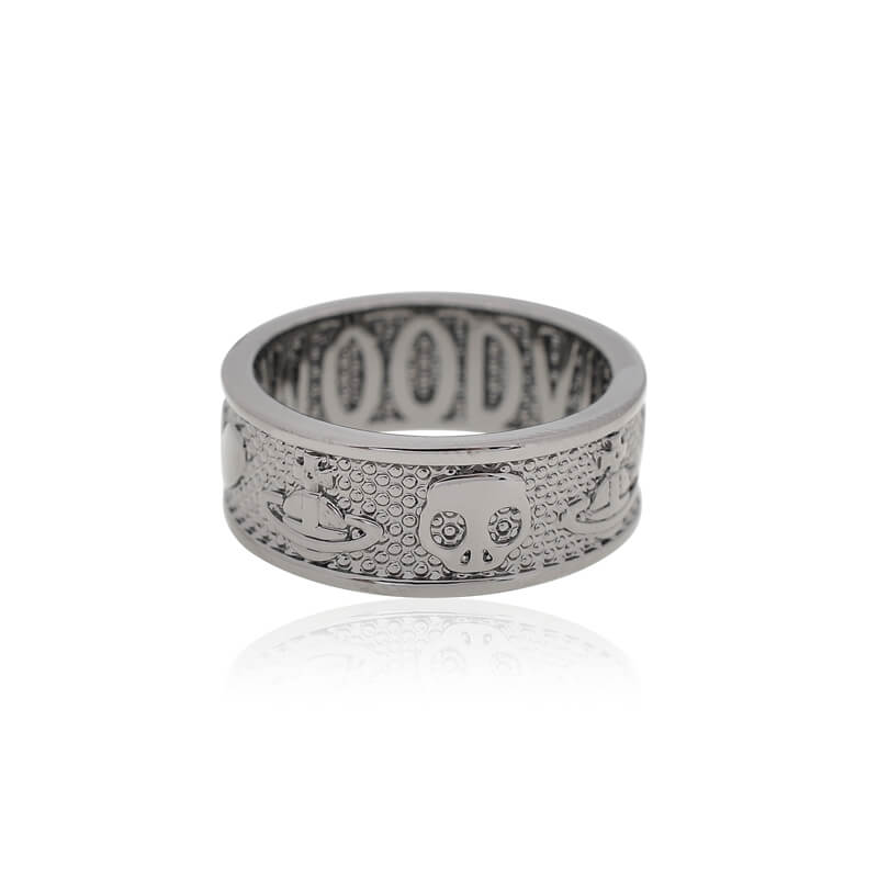 Wide Sided Skull Heart Ring