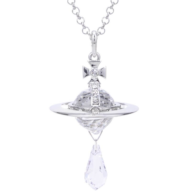 Medium Saturn Crystal Necklace
