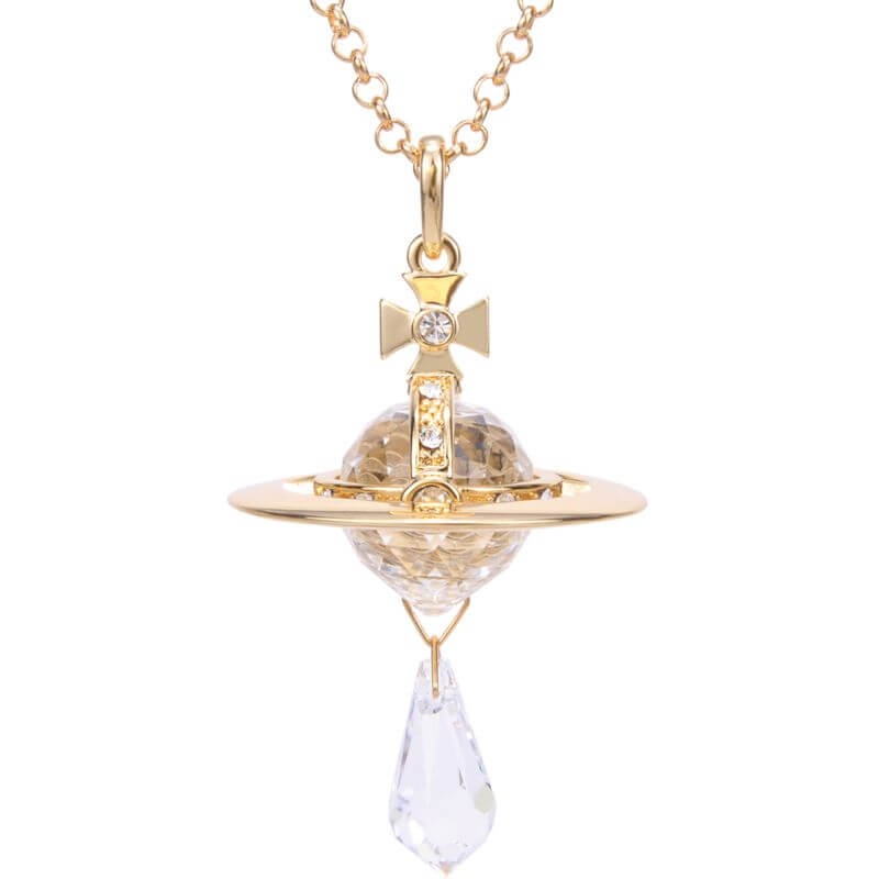 Medium Saturn Crystal Necklace
