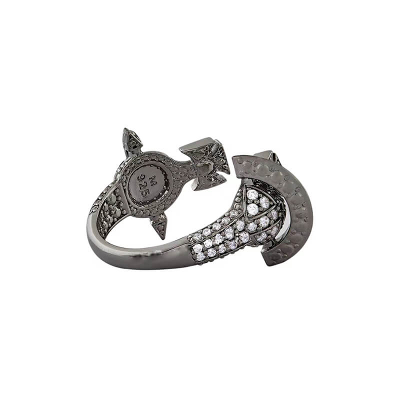 Half Face Full Diamond Saturn Ring