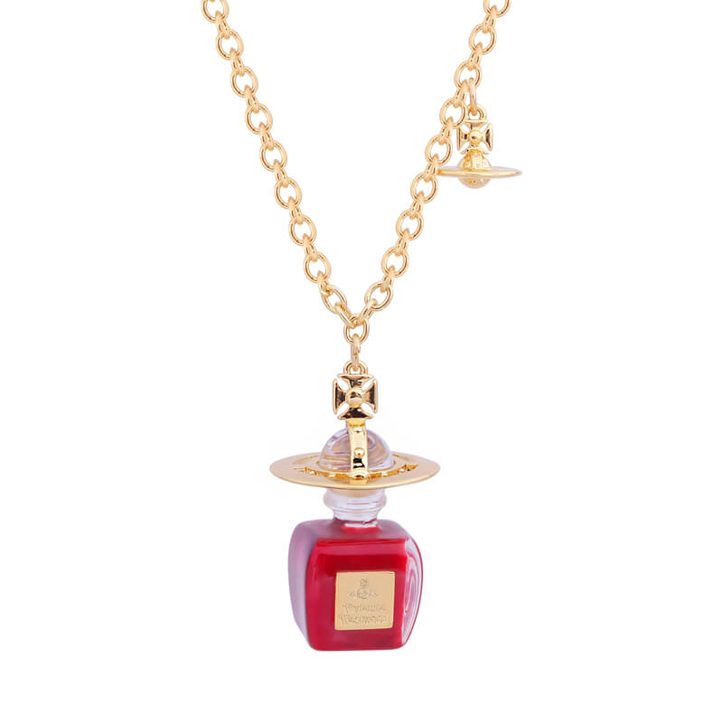 Perfume Bottle Saturn Necklace