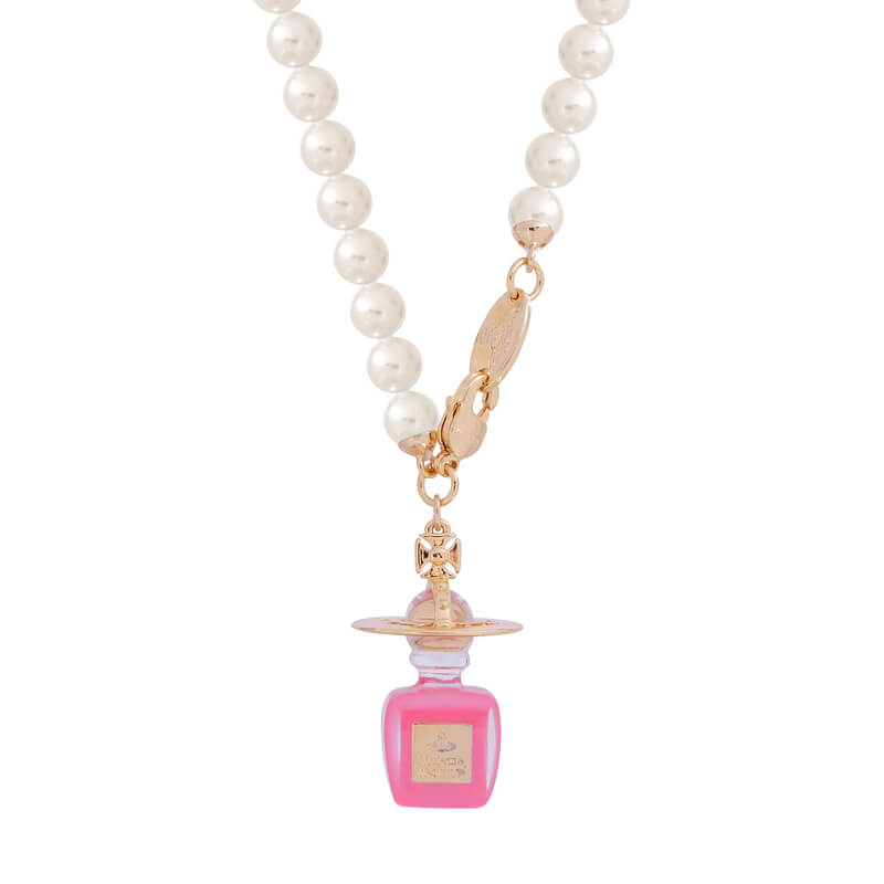 Perfume Bottle Saturn Pearl Necklace
