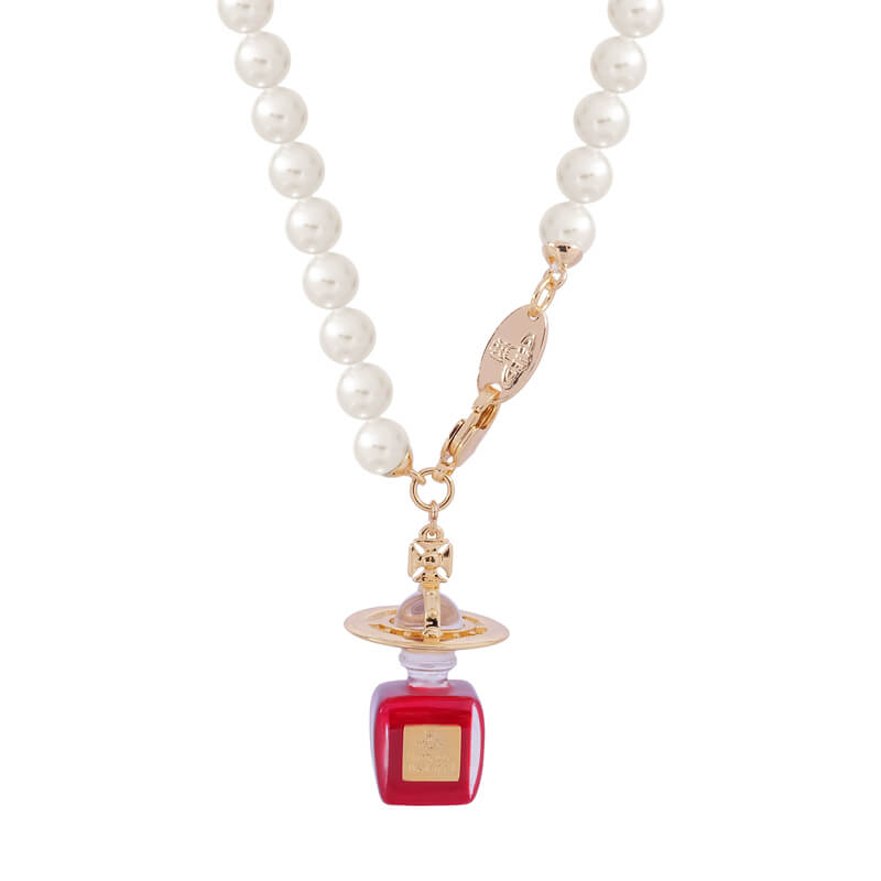 Perfume Bottle Saturn Pearl Necklace