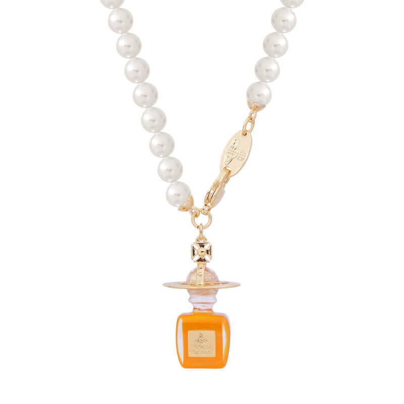 Perfume Bottle Saturn Pearl Necklace