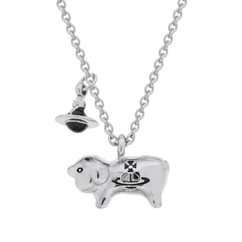JUANITA Pig Saturn Letters Necklace