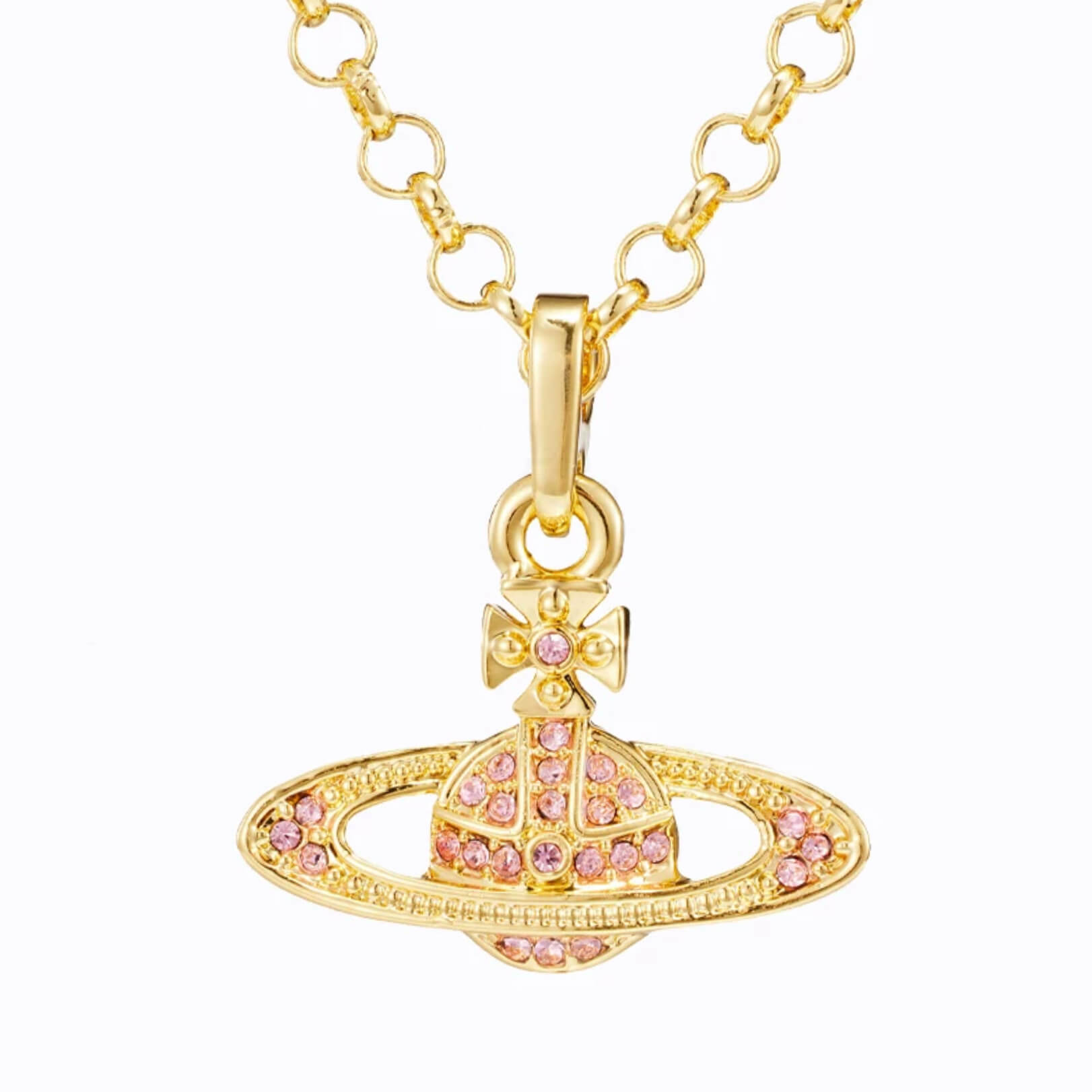 Classic Full Diamond Saturn Necklace
