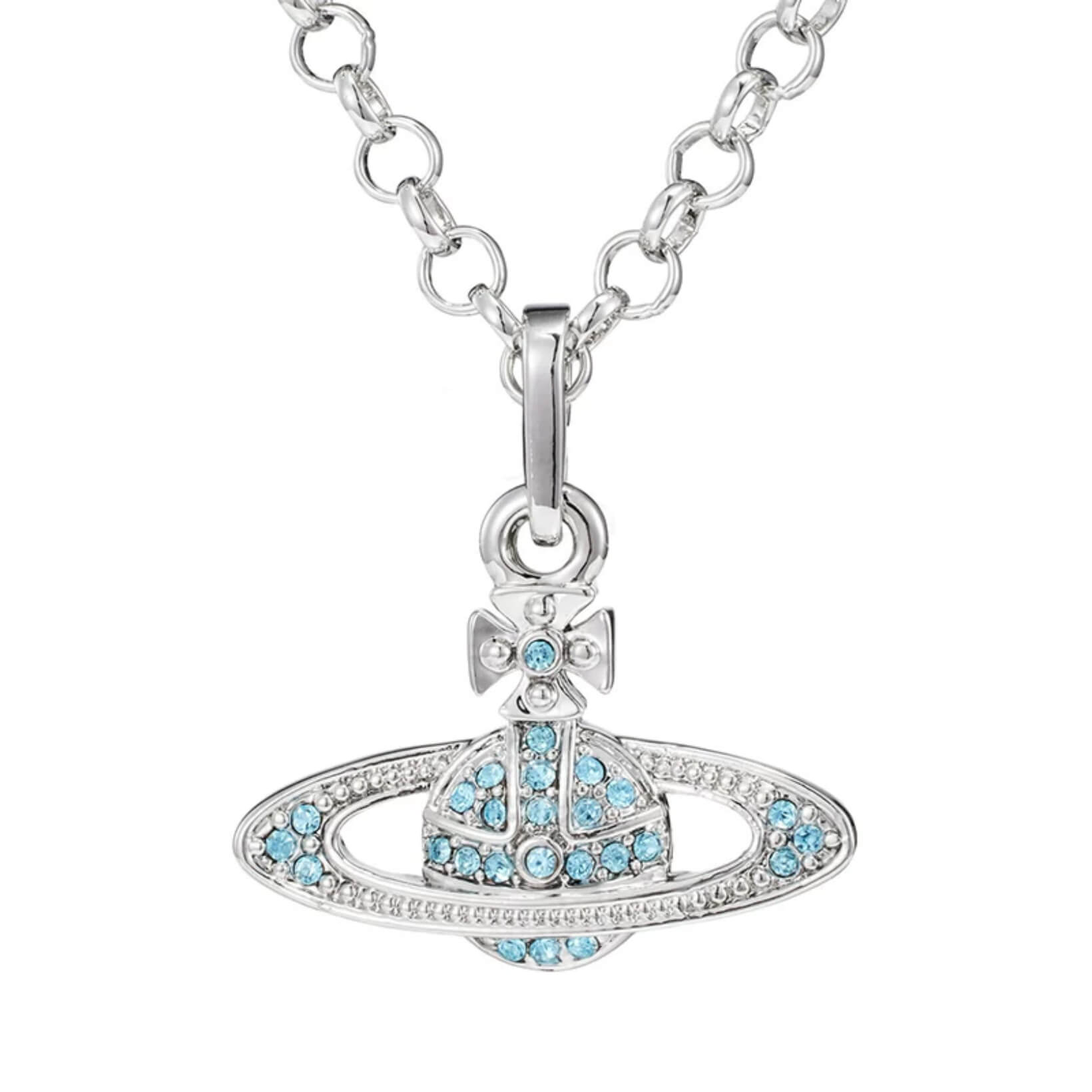 Classic Full Diamond Saturn Necklace