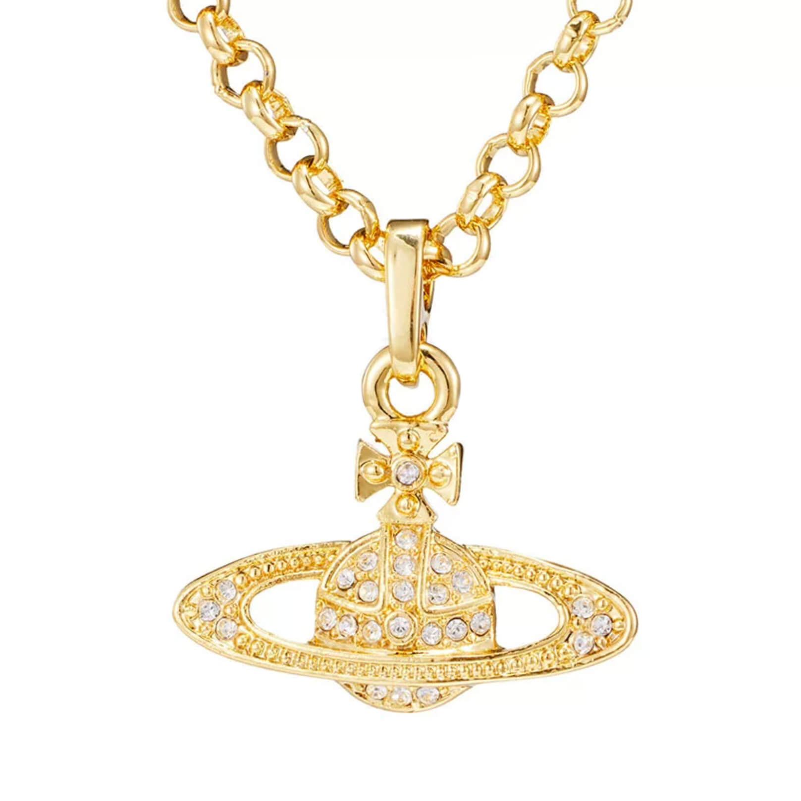 Classic Full Diamond Saturn Necklace