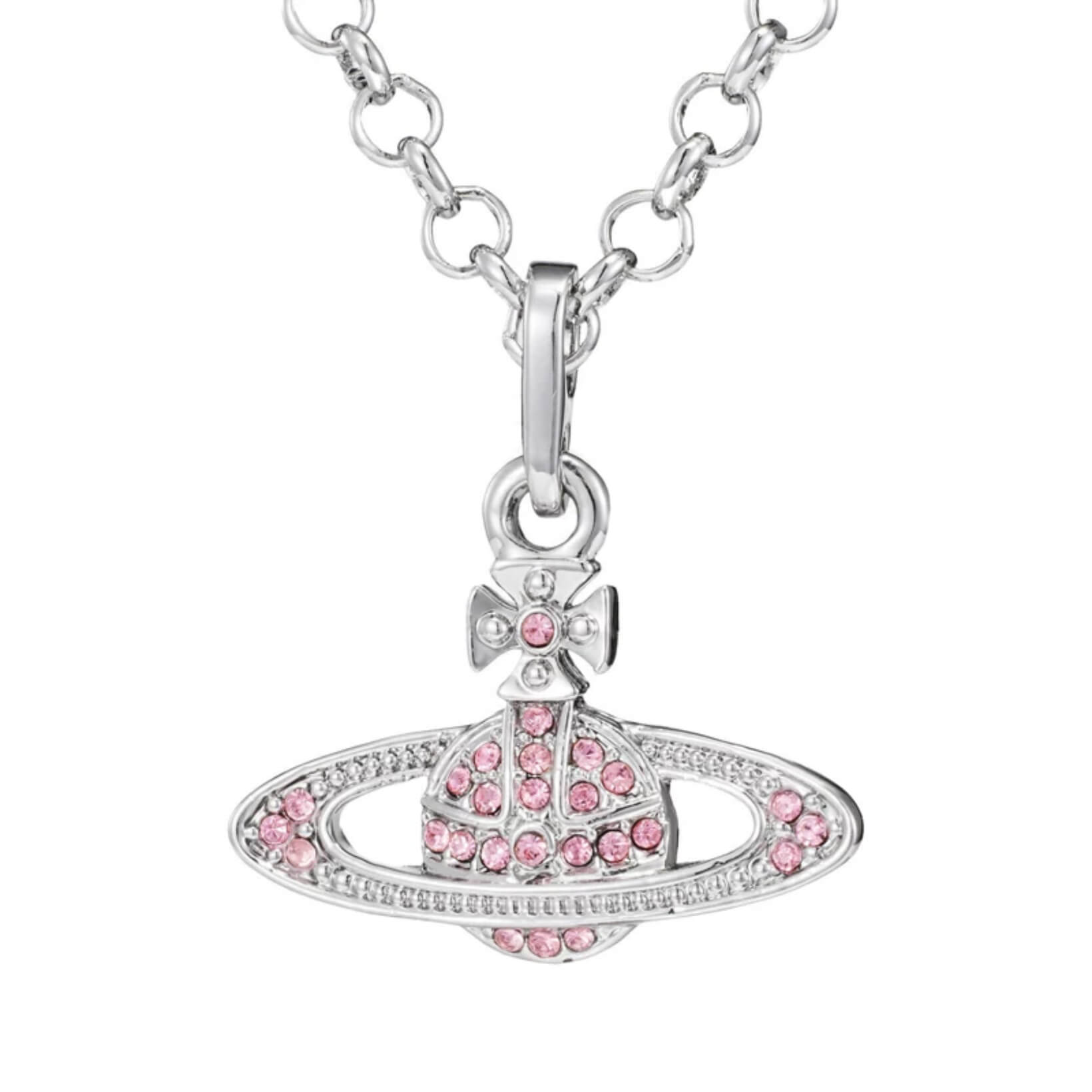 Classic Full Diamond Saturn Necklace