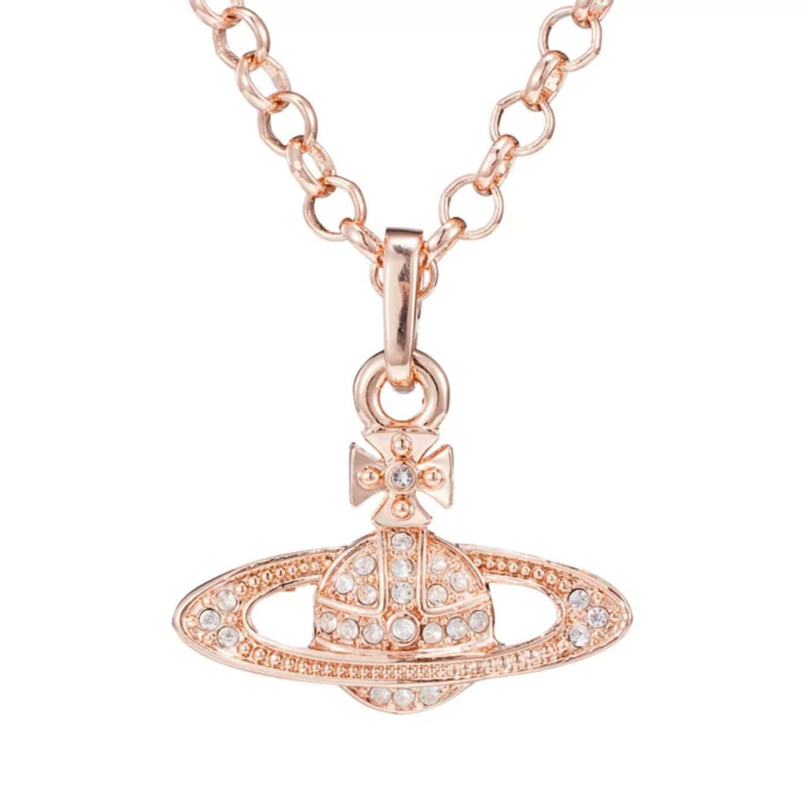 Classic Full Diamond Saturn Necklace