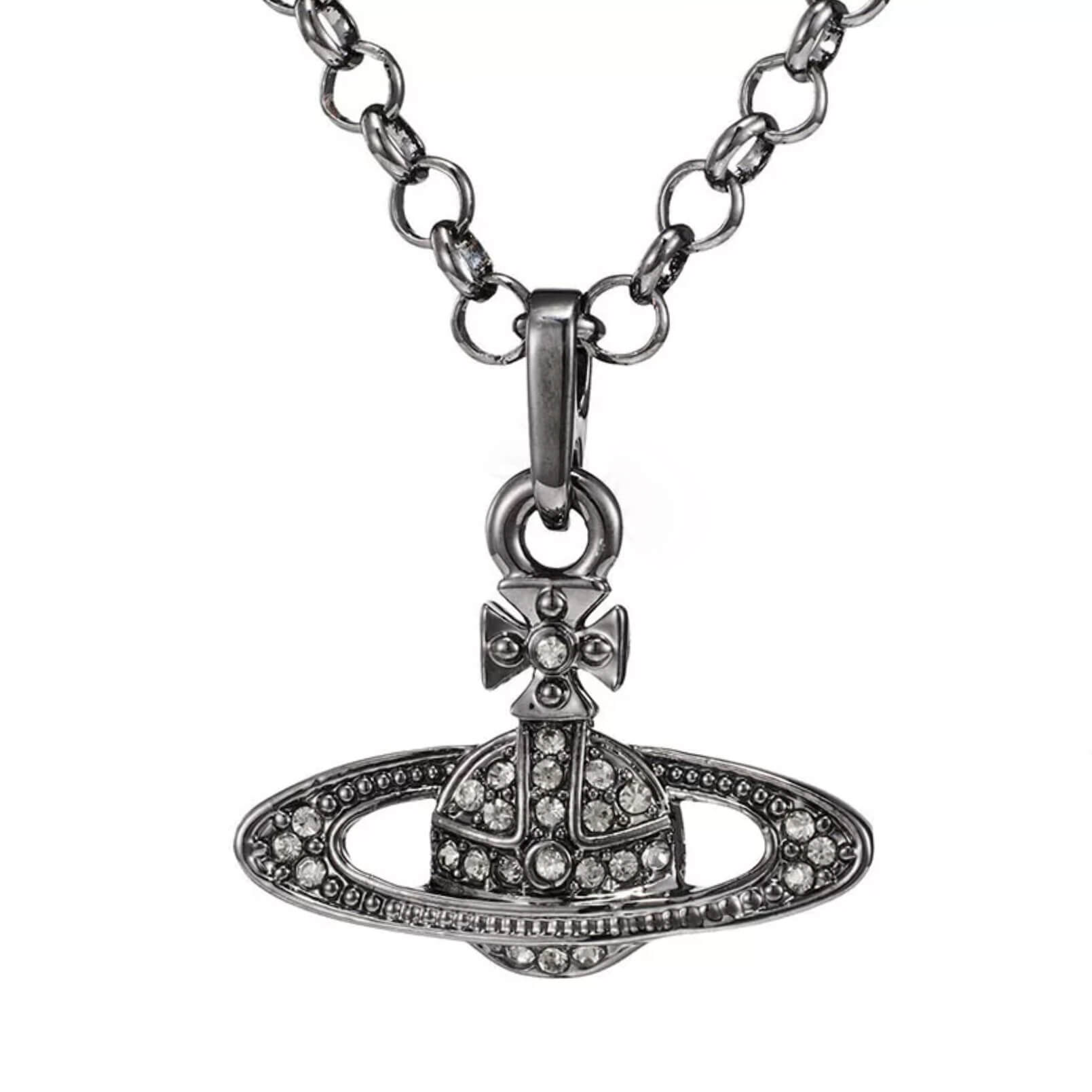 Classic Full Diamond Saturn Necklace