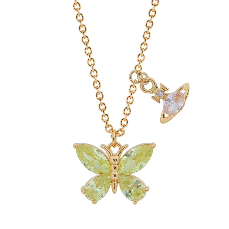 NEW-ELIANNE Butterfly Saturn Diamond Necklace