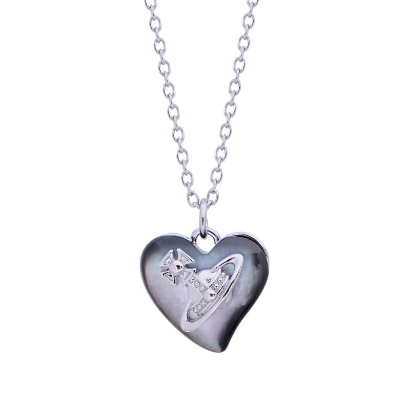 Big Saturn Seashell Heart Necklace