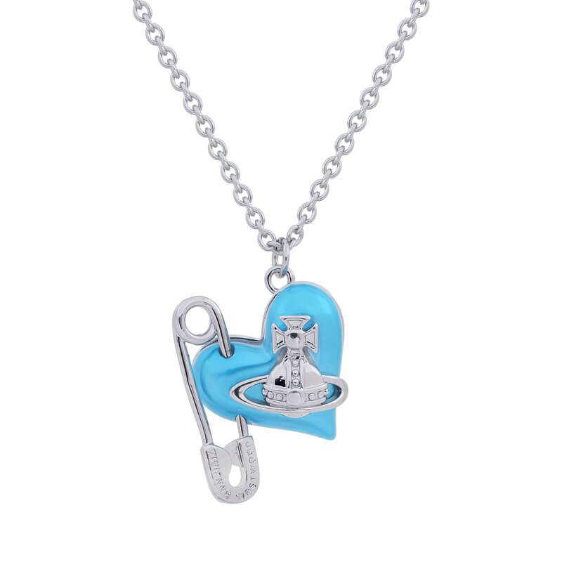 ORIETTA Peach Heart Pearl Pin Necklace