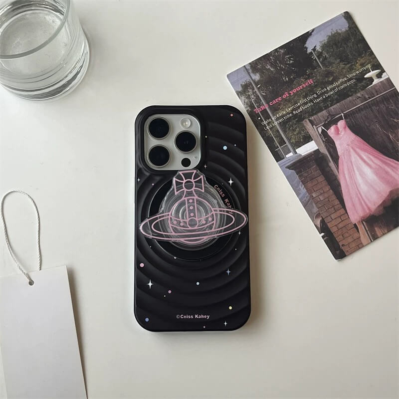 Black and Pink Saturn Phone Case