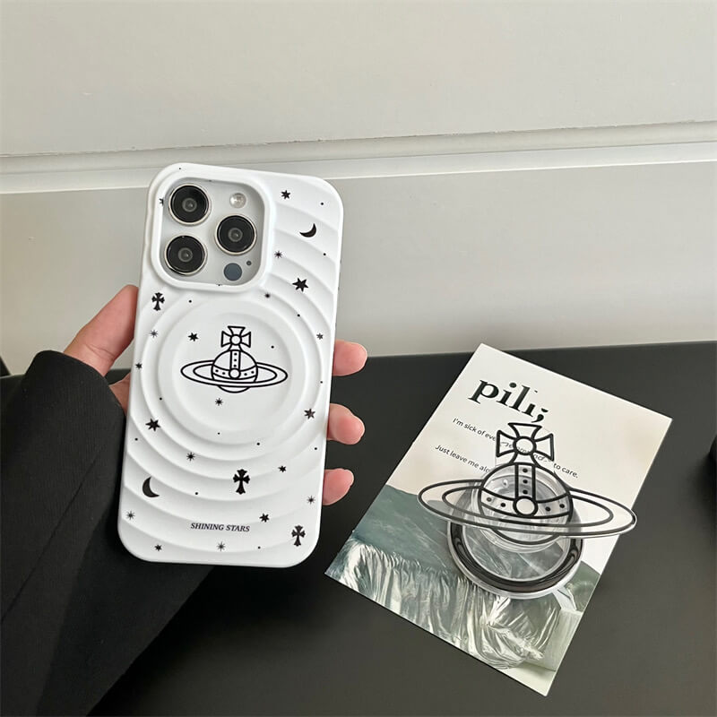 White 3D Saturn Phone Case