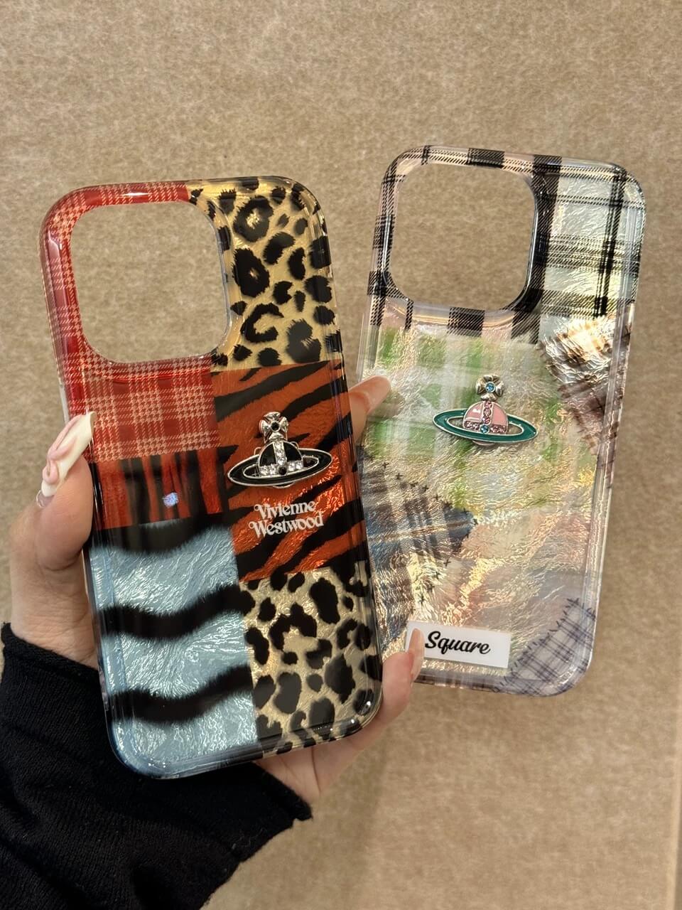 Patchwork Plaid Saturn Phone Case