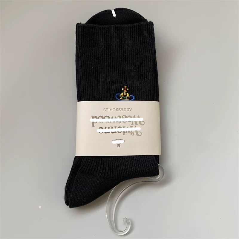 Thin Line Solid Color Saturn Socks