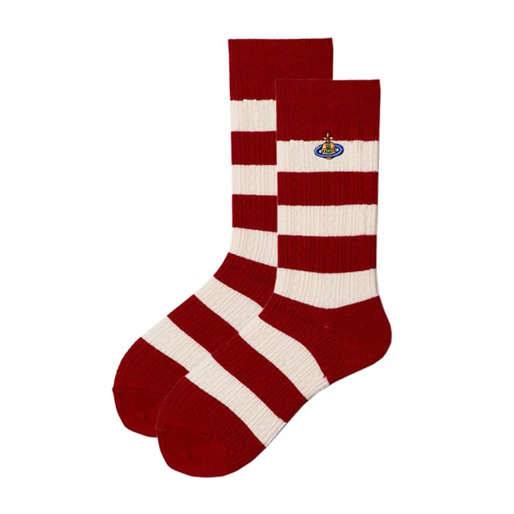 Red Christmas Saturn Socks