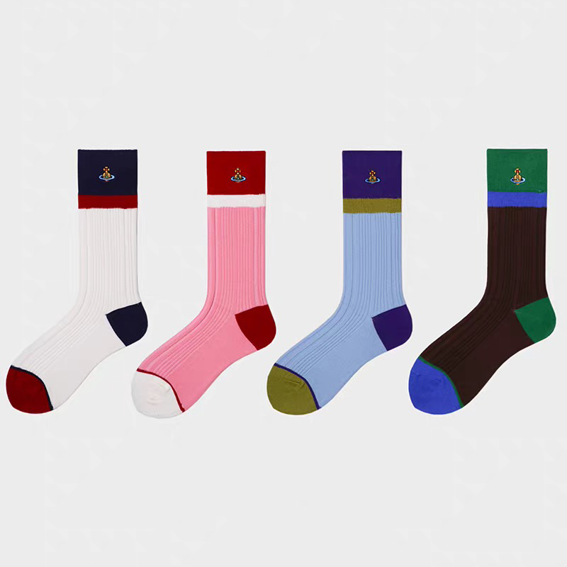 Colorful Patchwork Saturn Socks