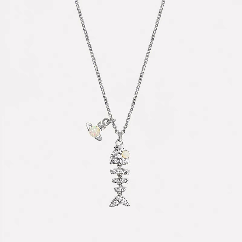 Lyall Fishbone Diamond Pendant Necklace