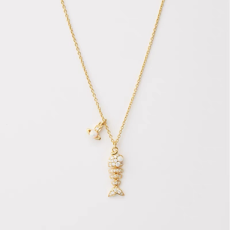Lyall Fishbone Diamond Pendant Necklace