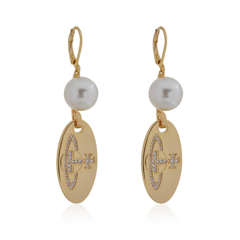 Round Zirconia Pearl Earrings